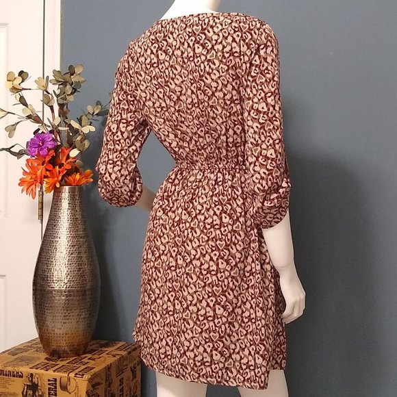 Timing Multicolor Blouson Knit Short Dress Size Small Scoop Neck 3/4 Sleeve - Picture 3 of 8